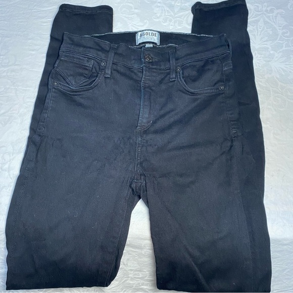 AGOLDE Black Stretch Jeans 25 Waist Women’s Super Stretchy Tapered Skinny Used - Picture 3 of 12